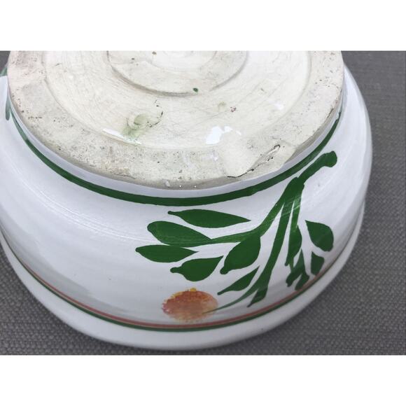 Vintage Lee’s Pottery Hand Painted Floral Fruit Bowl Planter Cream 8.5in x 3in - Picture 10 of 12